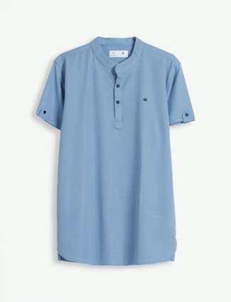Kuch Kuch cotton plain blue t shirt
