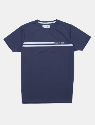 Kuchkuch solid pattern blue casual t-shirt