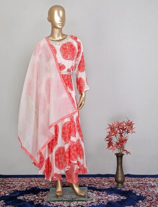 Latest peach satin silk salwar kameez for wedding wear