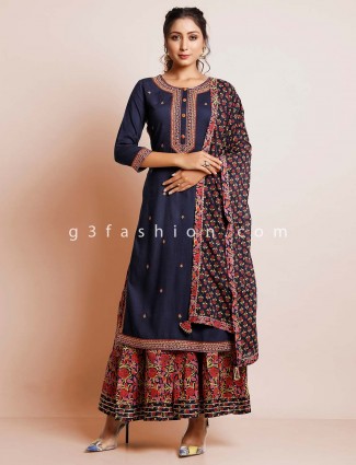 Latest printed navy palaazo suit for festivals