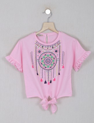 Leo N Babes cotton printed top in pink