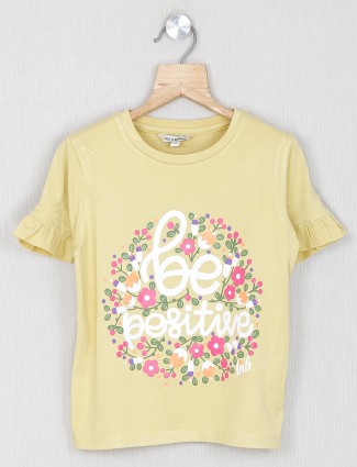 Leo N Babes printed yellow cotton casual top
