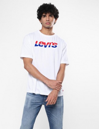 Levis printed white round neck t-shirt