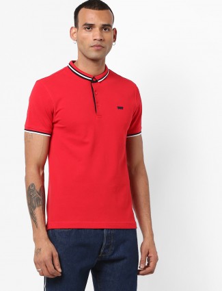 Levis solid bright red cotton t-shirt