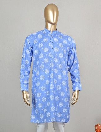 Light blue cotton festive special kurta
