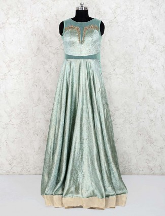 Light green color silk designer gown