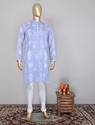 Light violet kurta suit in cotton for mens