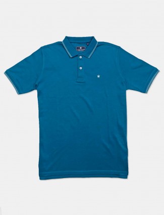 LP solid green cotton casual polo t-shirt