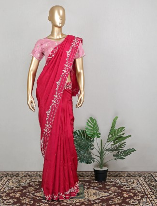 Mageta wedding occasions silk sari with ready made blouse