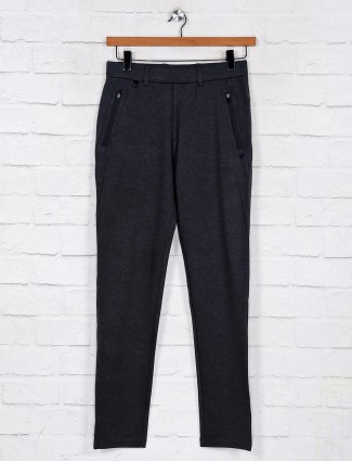 Maml grey solid cotton track pant
