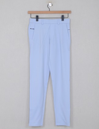 Maml sky blue cotton solid night track pant