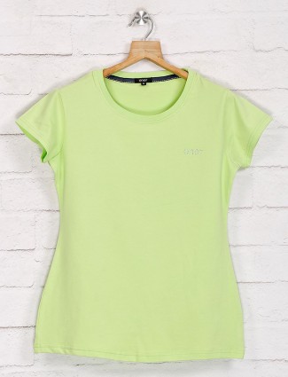 Mint green casual graphic print top in cotton