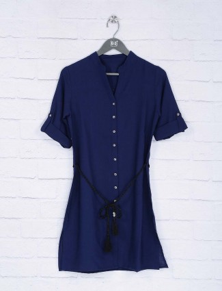 Navy blue cotton casual wear top