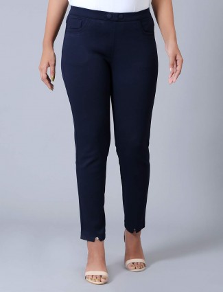 Navy cotton solid jeggings