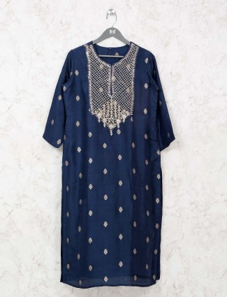 navy cotton tunic with sequins,gota work