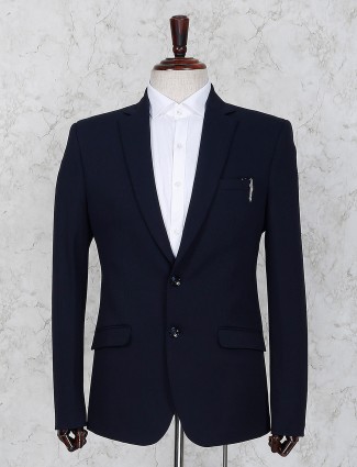 Navy hue terry rayon party function blazer