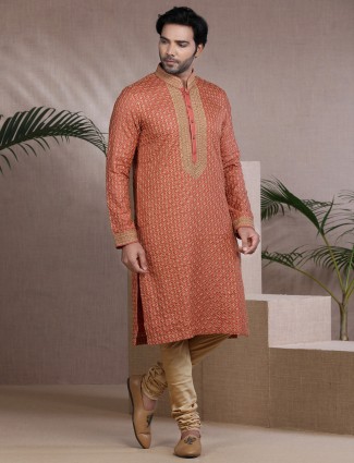 Orange pure cotton kurta pajama festive wear