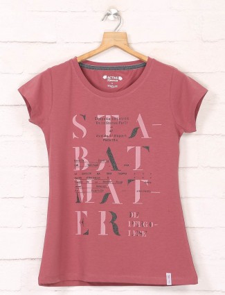 Pink casual wear cotton tshirt