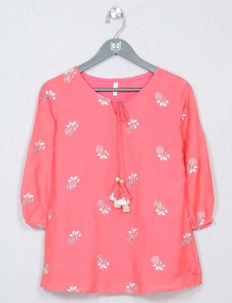Pink cotton casual wear top for women