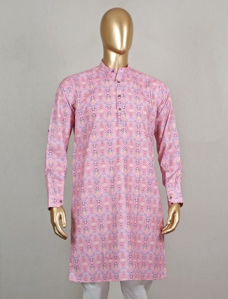 Pink cotton festive wear short pathani