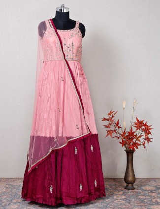 Pink georgette designer salwar kameez for women