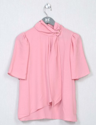 Pink georgette solid top for women