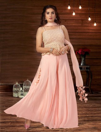 Pink palazzo suit for women in georgette