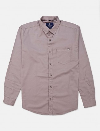 Pioneer grey solid mens cotton shirt