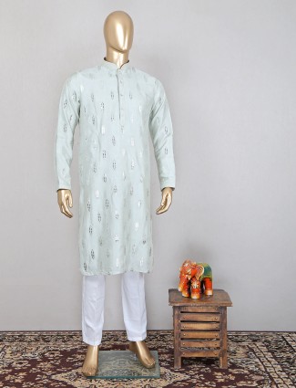 Pista green colo kurta suit for festivals