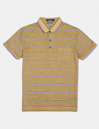 Psoulz stripe mustard yellow polo t-shirt