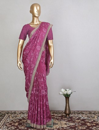 Purple classy designer silk saree for women