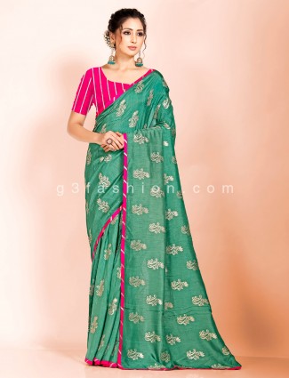 Reception green dola silk saree