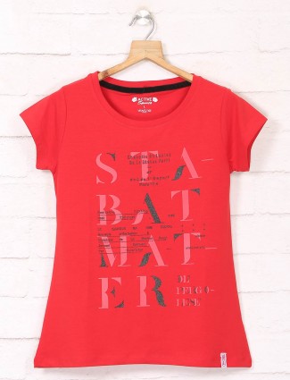 Red casual wear cotton tshirt