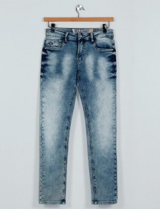 Rex Straut washed blue color slim fit mens jeans