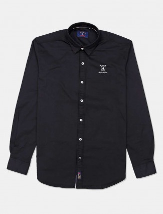 River Blue black cotton solid casual shirt