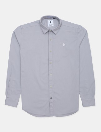 River Blue casual wear solid grey shirt for mens