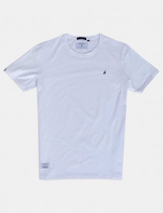 River Blue casual wear white solid t-shirt