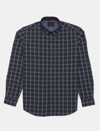 River Blue checks dark grey cotton shirt for casual day out