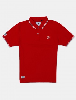River Blue cotton red solid polo t-shirt