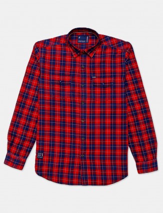 River Blue red checks cotton shirt for mens