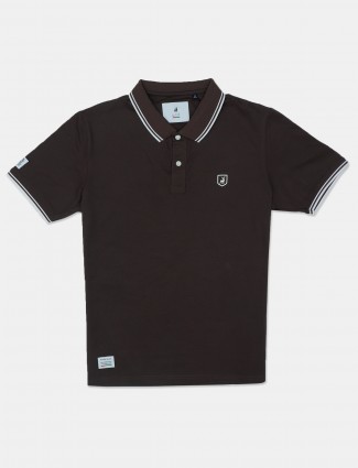 River Blue solid brown polo t-shirt
