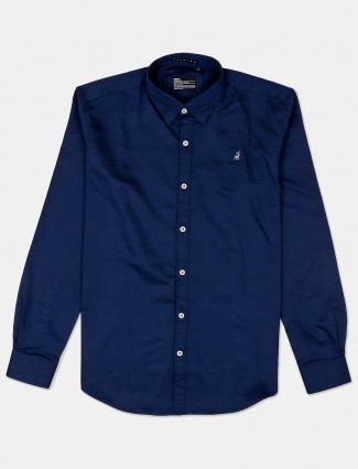River Blue solid navy casual shirt