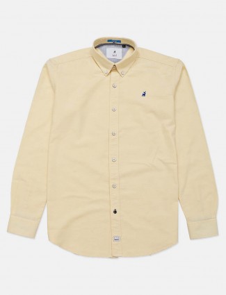 River Blue solid yellow cotton shirt