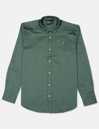 River Blue teal green solid full sleeves shirt
