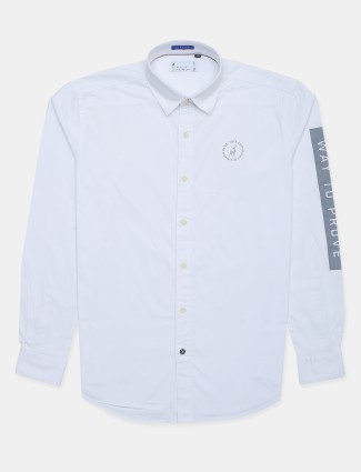 River Blue white cotton casual wear shirt for mens