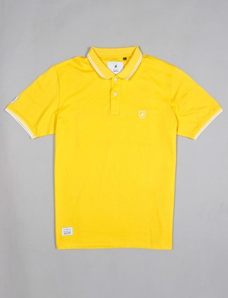 River Blue yellow solid cotton t-shirt