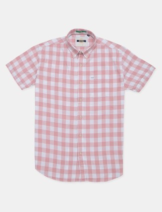 River pink casual wear checks shirt in pink