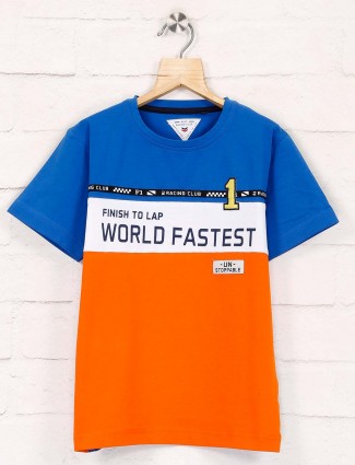 Ruff presented orange and blue printed t-shirt