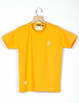 Ruff printed yellow round neck t-shirt