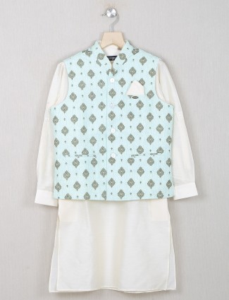 Silk waistcoat set in cream color